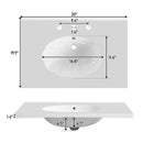 Bathroom Vanity With Seashell Resin Sink, Flip Up Storage, Soft Close Doors - Brown