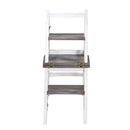 Solid Wood Foldable Ladderchair Dual Purpose Stepladders Step Display Stand Flower Stand Forhome, Library, Kitchen - Antique White / Sandstone