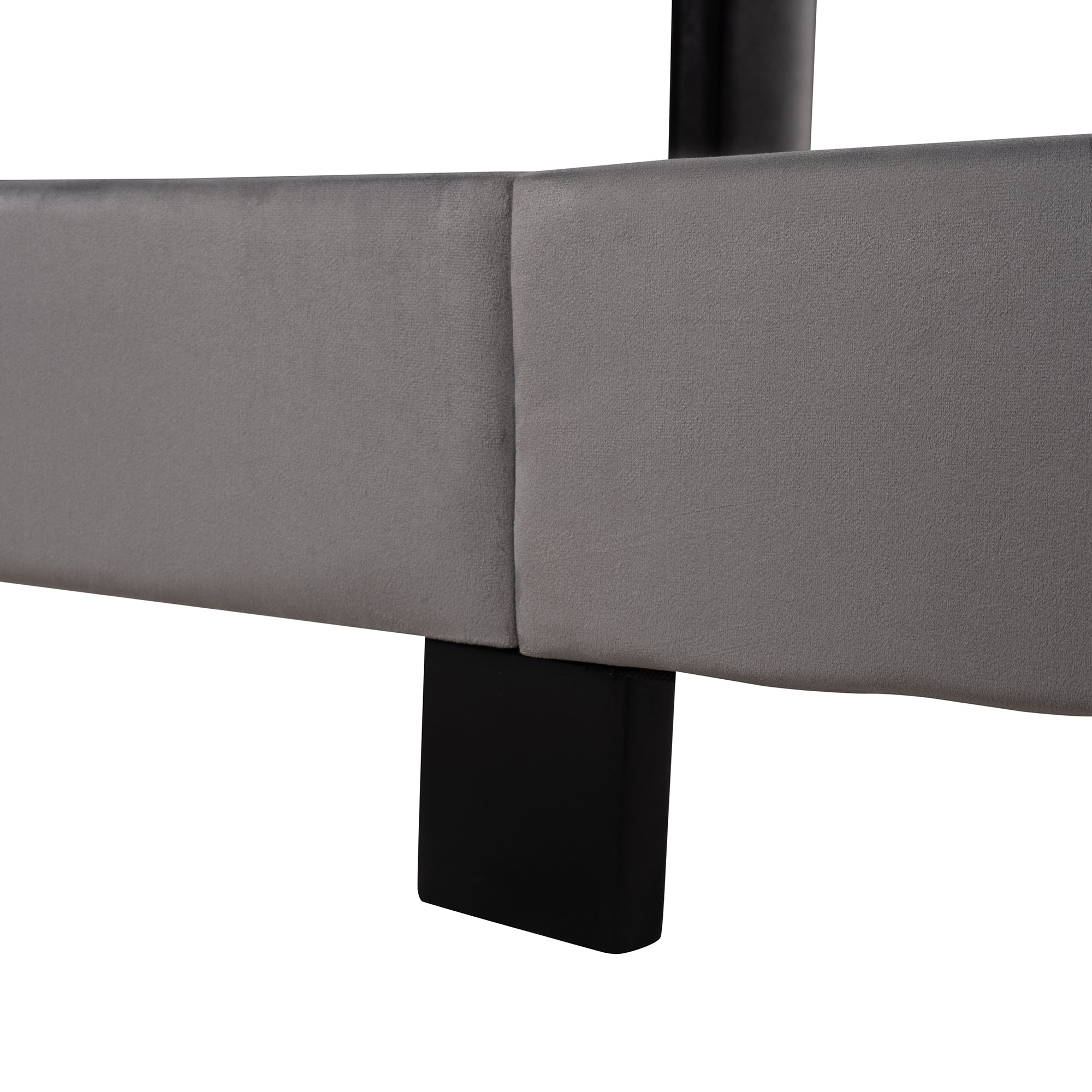 Queen Size Velvet Upholstered Platform Bed, Box Spring Needed - Gray - Atlantic Fine Furniture Melbourne FL