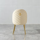 2 Pieces Contemporary Stainless Steel Dining Chair With Upholstery And Leather Backrest - Gold