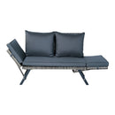 1 Pieces Patio Wicker Side Foldable Bench Patio Backyard Conversation Bench Gray Wicker - Dark Gray