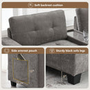 Sectional With Acrylic Table Top U Shaped Couch Set With 2 Consoles USB Charger, Storage Drawers And Pockets Movable Ottoman Tufted Sofa