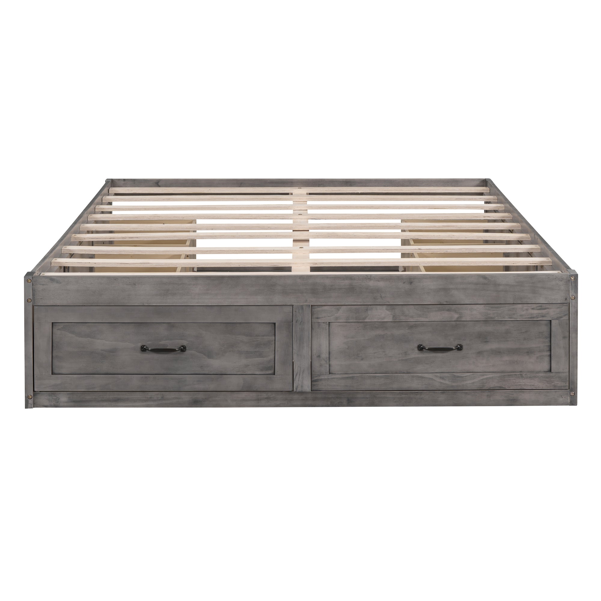 Queen Size Platform Bed with 6 Storage Drawers,Antique Gray - Atlantic Fine Furniture Melbourne FL
