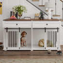 Large Dog Crate, Water Resistant Indoor Pets Furniture Double Dog Crates - Brown White