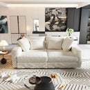 Plush Corduroy 4 Seat Sofa With Soft Pillows And Movable Ottoman