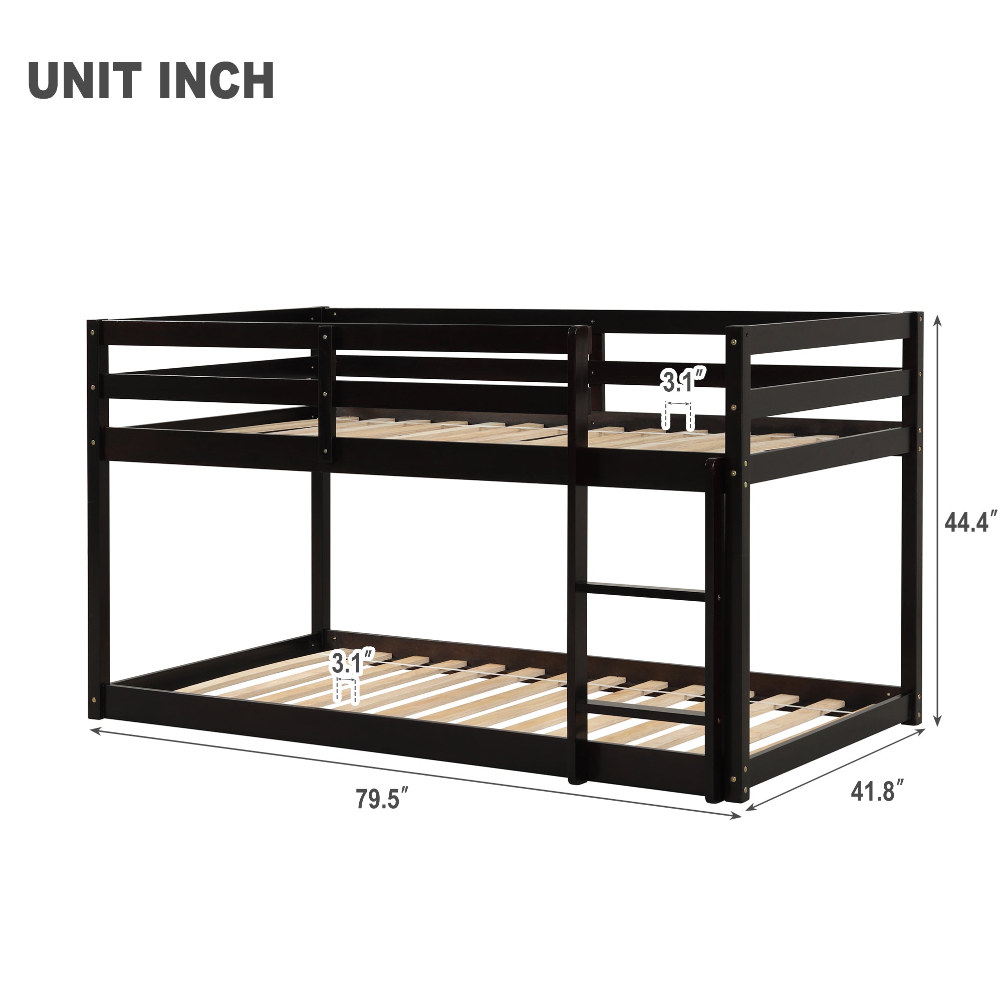 Twin over Twin Floor Bunk Bed,Espresso - Atlantic Fine Furniture Melbourne FL