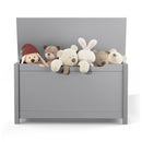 Kids Wooden Toy Box Storage With Safety Hinged Lid For Ages 2+ - Gray