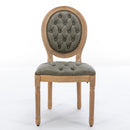French Style Solid Wood Frame Antique Painting, Hand-Pulled Buckle Decoration PU Artificial Leather Dining Chair With Nailhead Trim, Wood Legs
