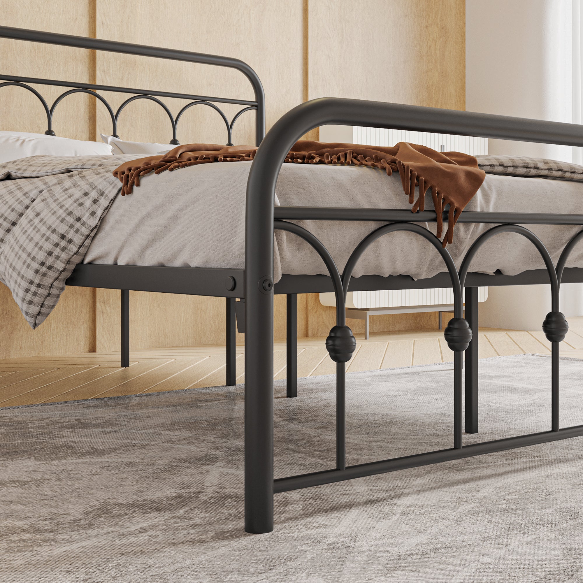 Queen Metal Bed Frame with Headboard and Footboard Platform Queen Size No Box Spring Needed 12.4" Under Bed Storage, Queen Size Black - Atlantic Fine Furniture Melbourne FL