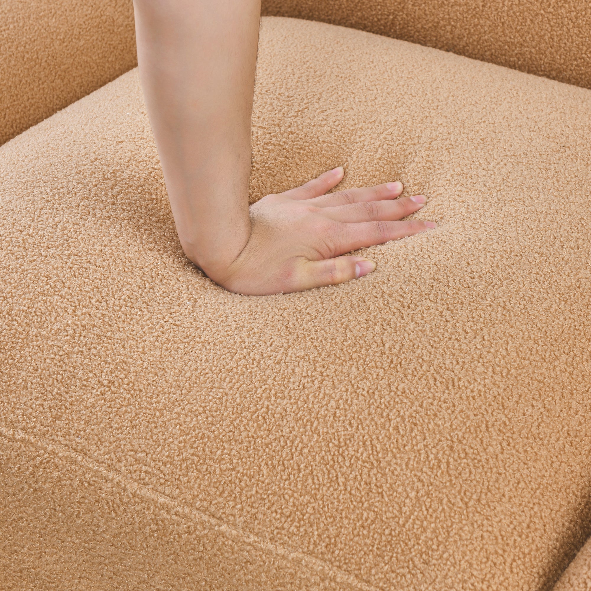 L-Shape Modular Sectional Sofa, DIY Combination,Teddy Fabric,Camel