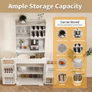 Modern Farmhouse Buffet Cabinet With Hutch Kitchen Storage Sideboard With Drawers & Barn Doors - White