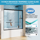 Aluminum Frame Double Double Soft Close Shower Door, Tempered Glass And Dual Stainless Steel Handles