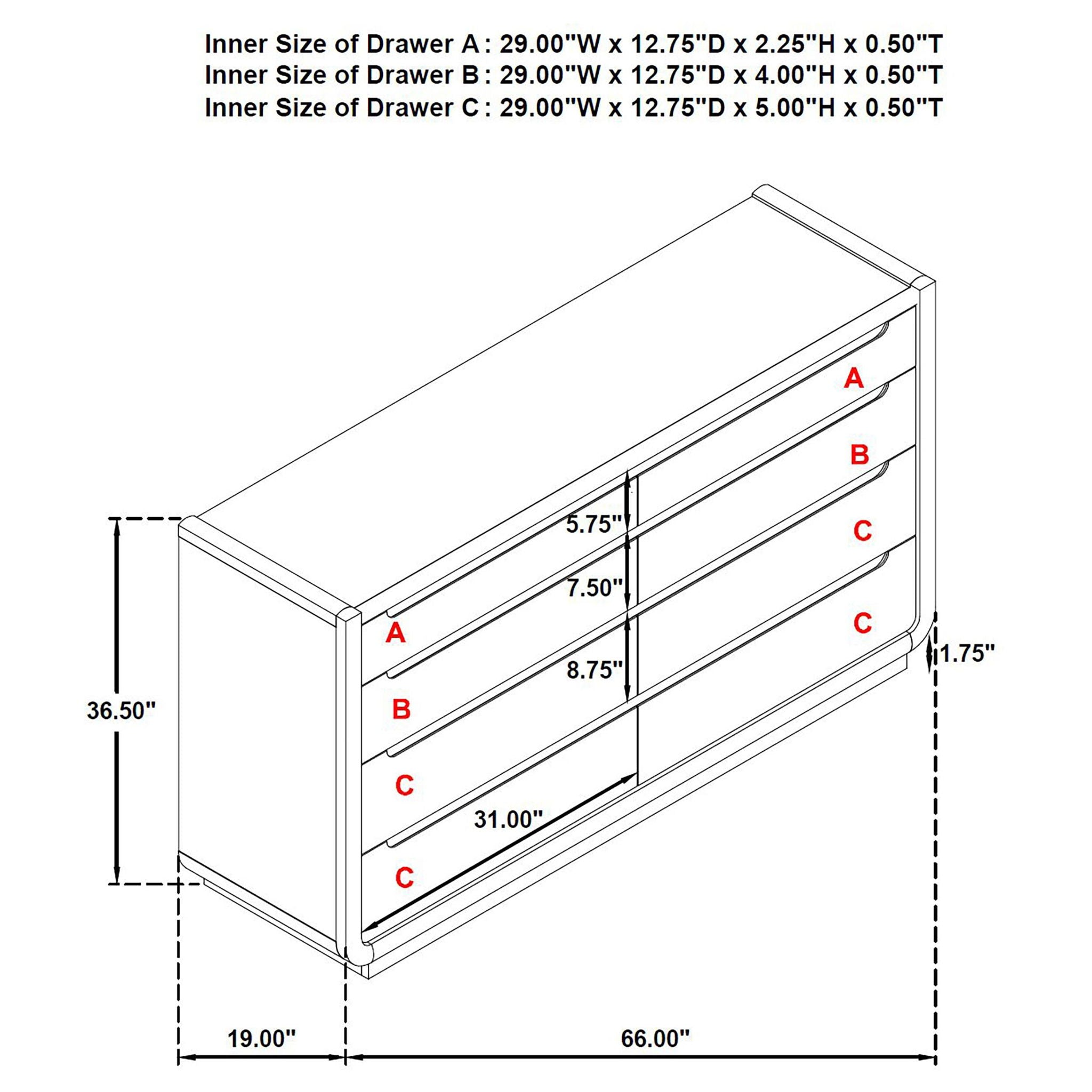 Leandro 8-drawer Bedroom Dresser Cabinet Burnished Black