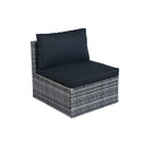 6 Piece Patio Wicker Sectional Set Patio Backyard Conversation Set Space Saving - Gray / Black