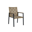 5 Piece Patio Dining Table Set, Acacia Wood Table Top With Umbrella Hole