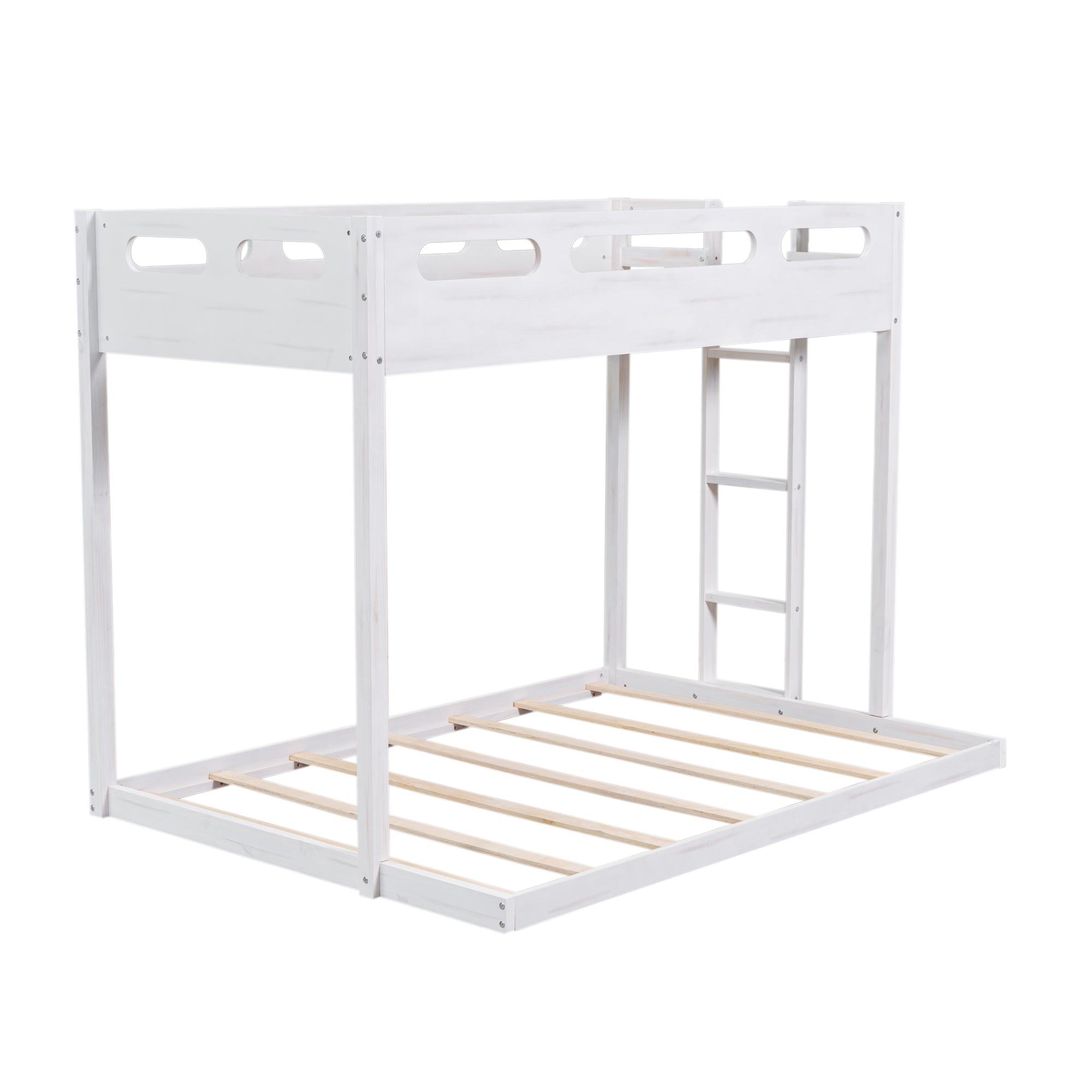 Twin over Full Bunk Bed with Built-in Ladder,White - Atlantic Fine Furniture Melbourne FL