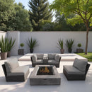 Contemporary Patio Seating Set With Fire Pit