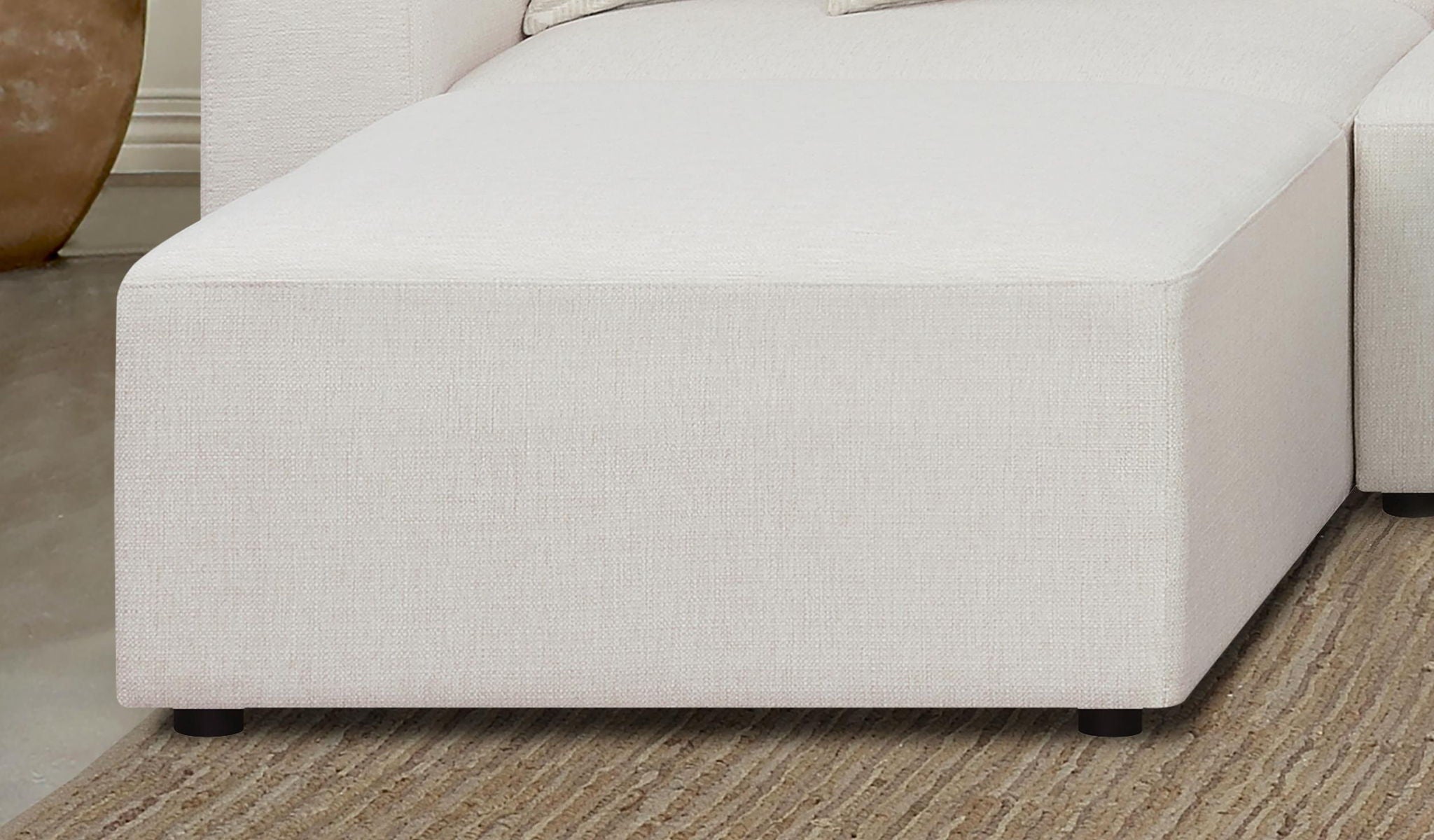 Freddie Square Upholstered Ottoman Pearl