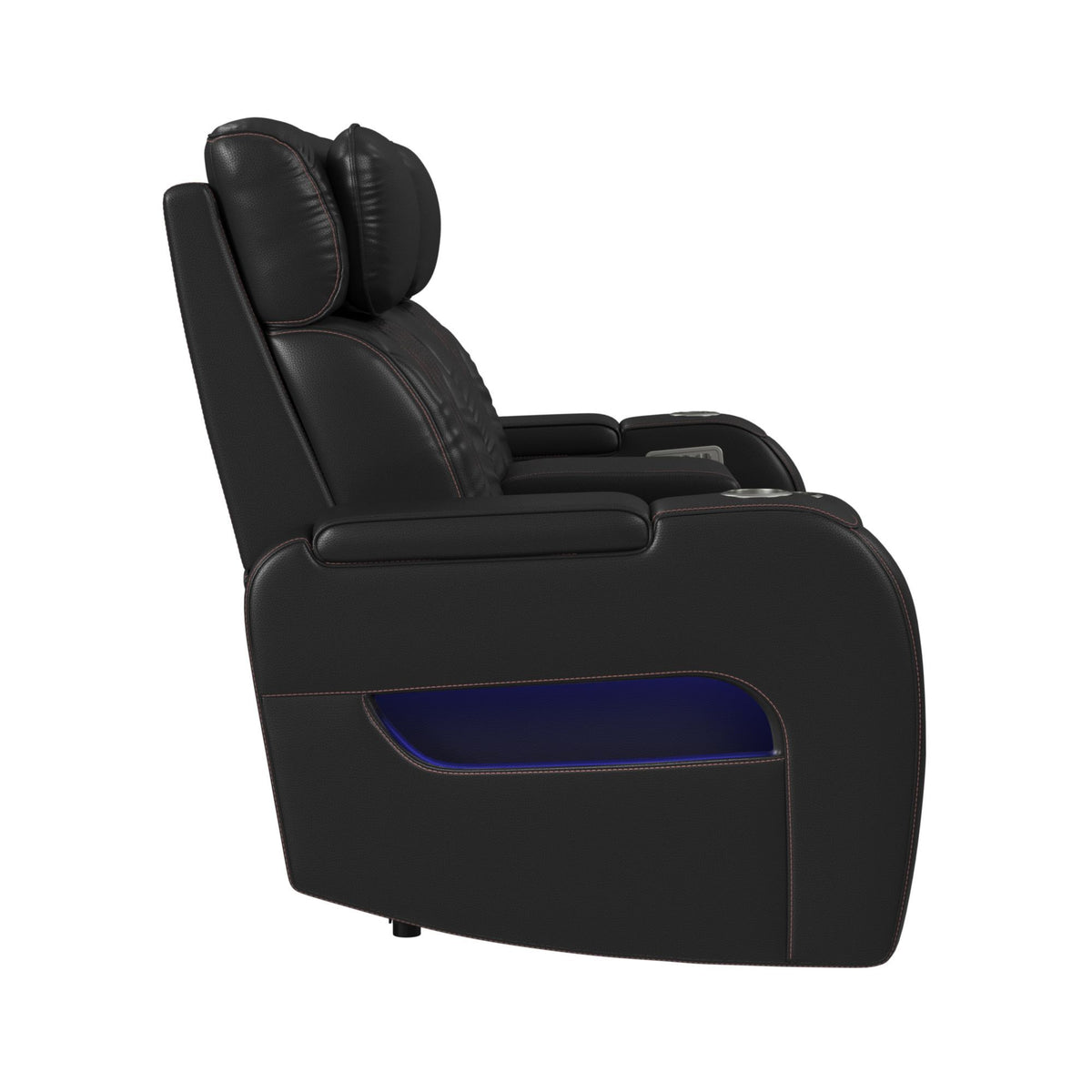 Prime Time P3 Loveseat With LED, Wireless Charger Pocket, And Console in Black by Elements International, view 5