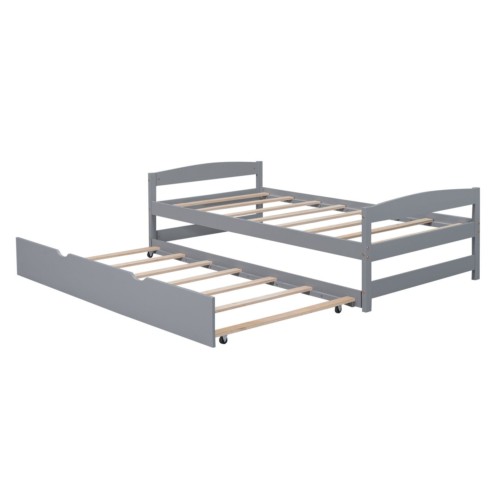 Twin Size Platform Bed with Twin Size Trundle, Gray - Atlantic Fine Furniture Melbourne FL