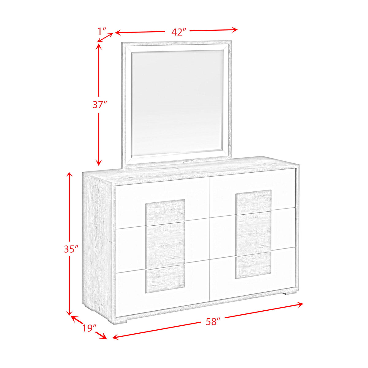 San Matteo 6-Drawer Dresser in Gray by Elements International, view 6