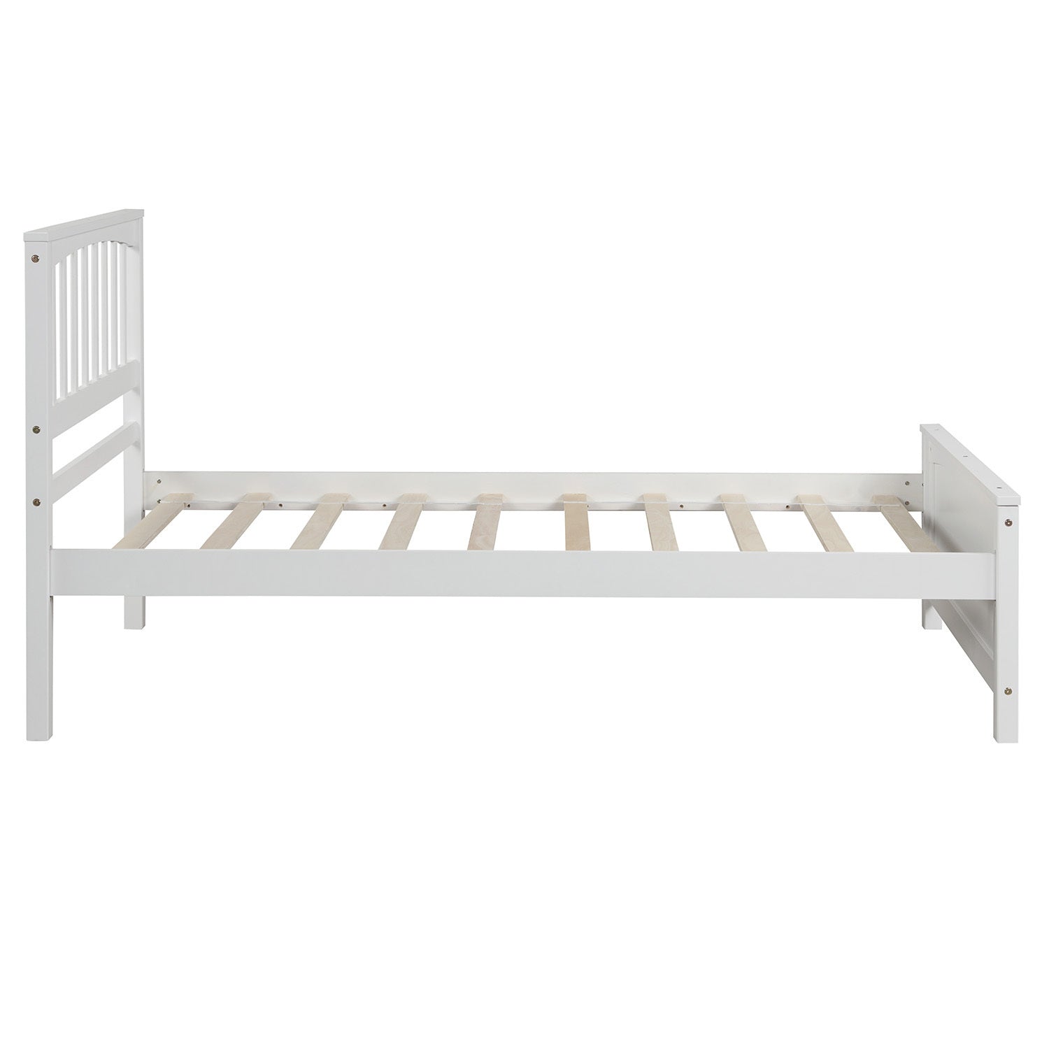 Wood Platform Bed Twin size Platform Bed, White(Old Sku:WF190776AAK Less two center support legs)