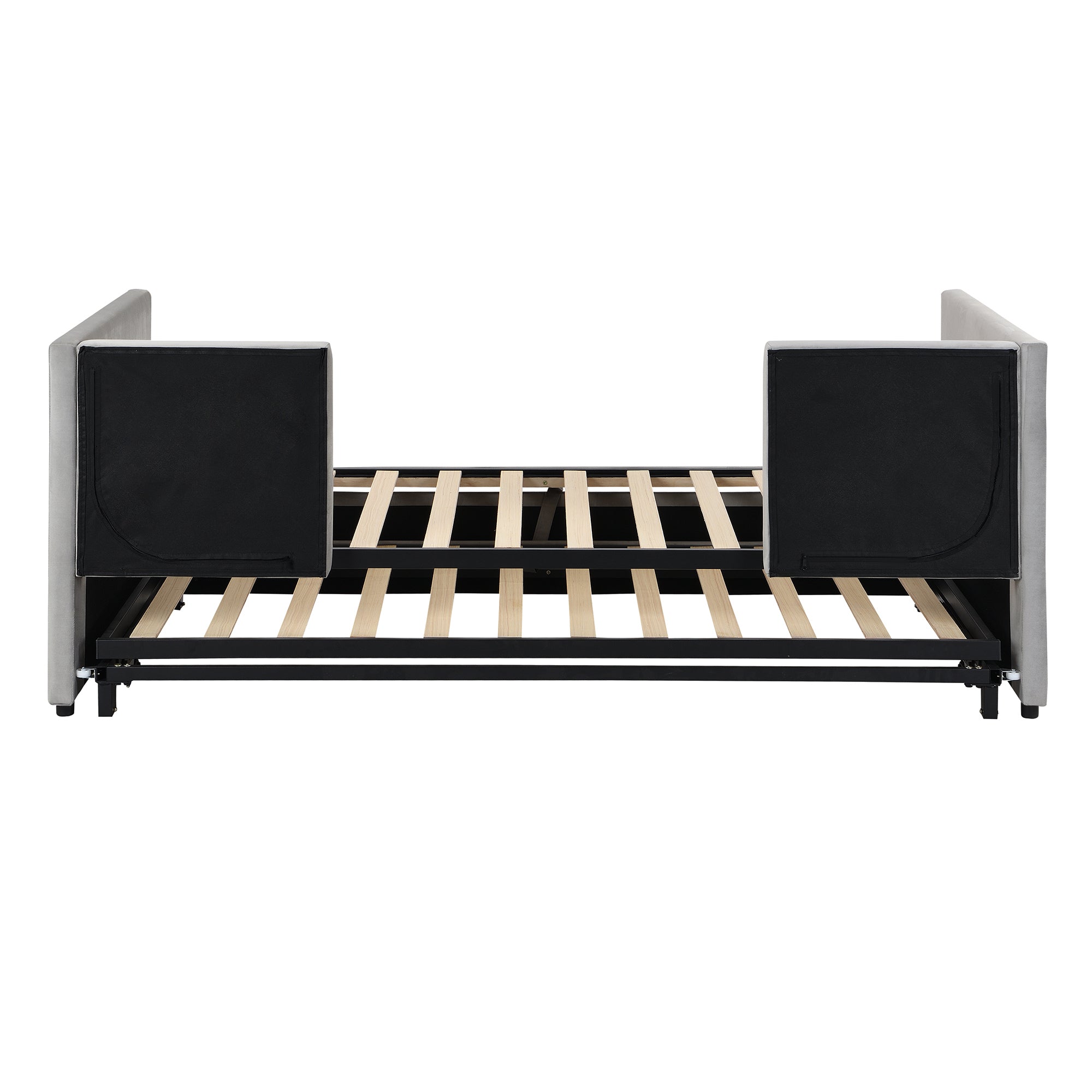 Twin Size Upholstered daybed with Pop Up Trundle, Gray - Atlantic Fine Furniture Melbourne FL