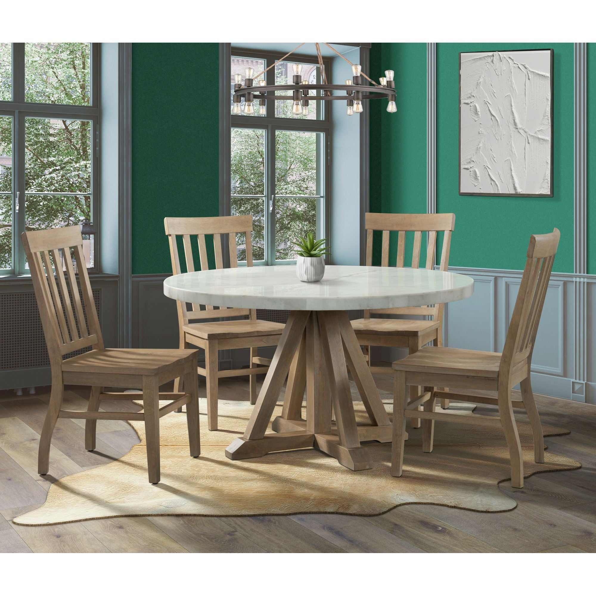 Lakeview Round 5 Piece Dining Set (Table & Four Chairs) in White by Elements International