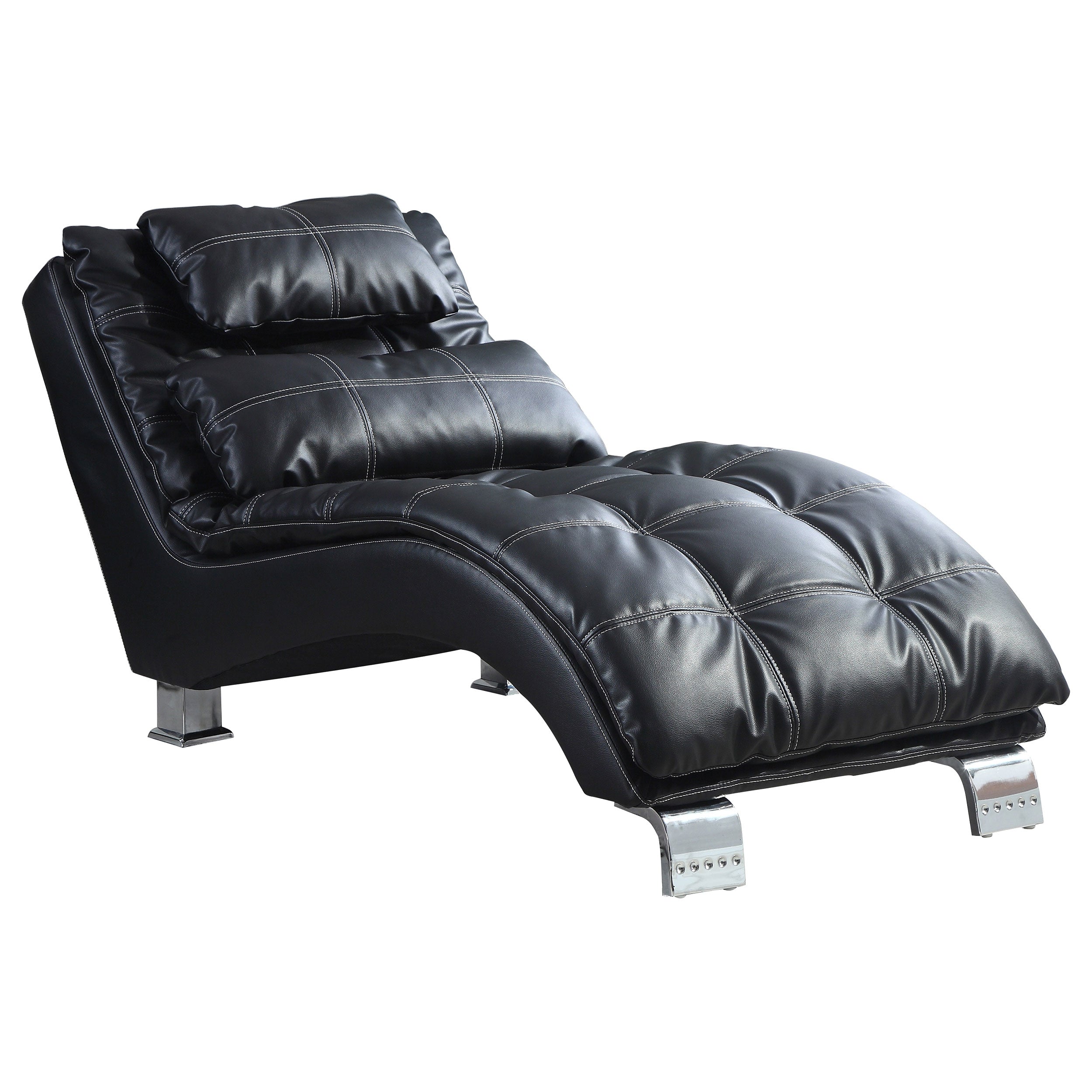 Dilleston Faux Leather Upholstered Tufted Chaise Black — view 1