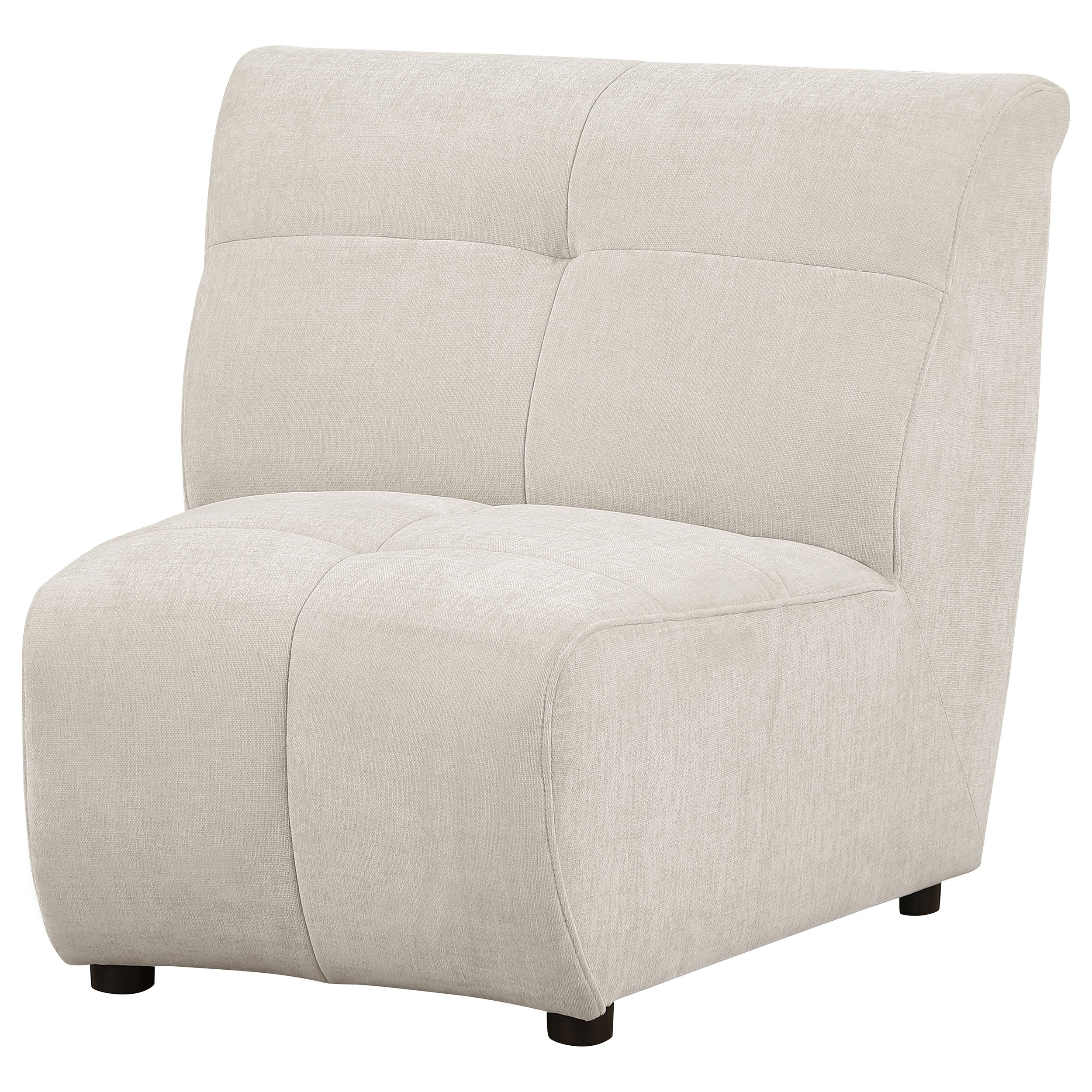 Charlotte Upholstered Curved Armless Chair Ivory — view 4