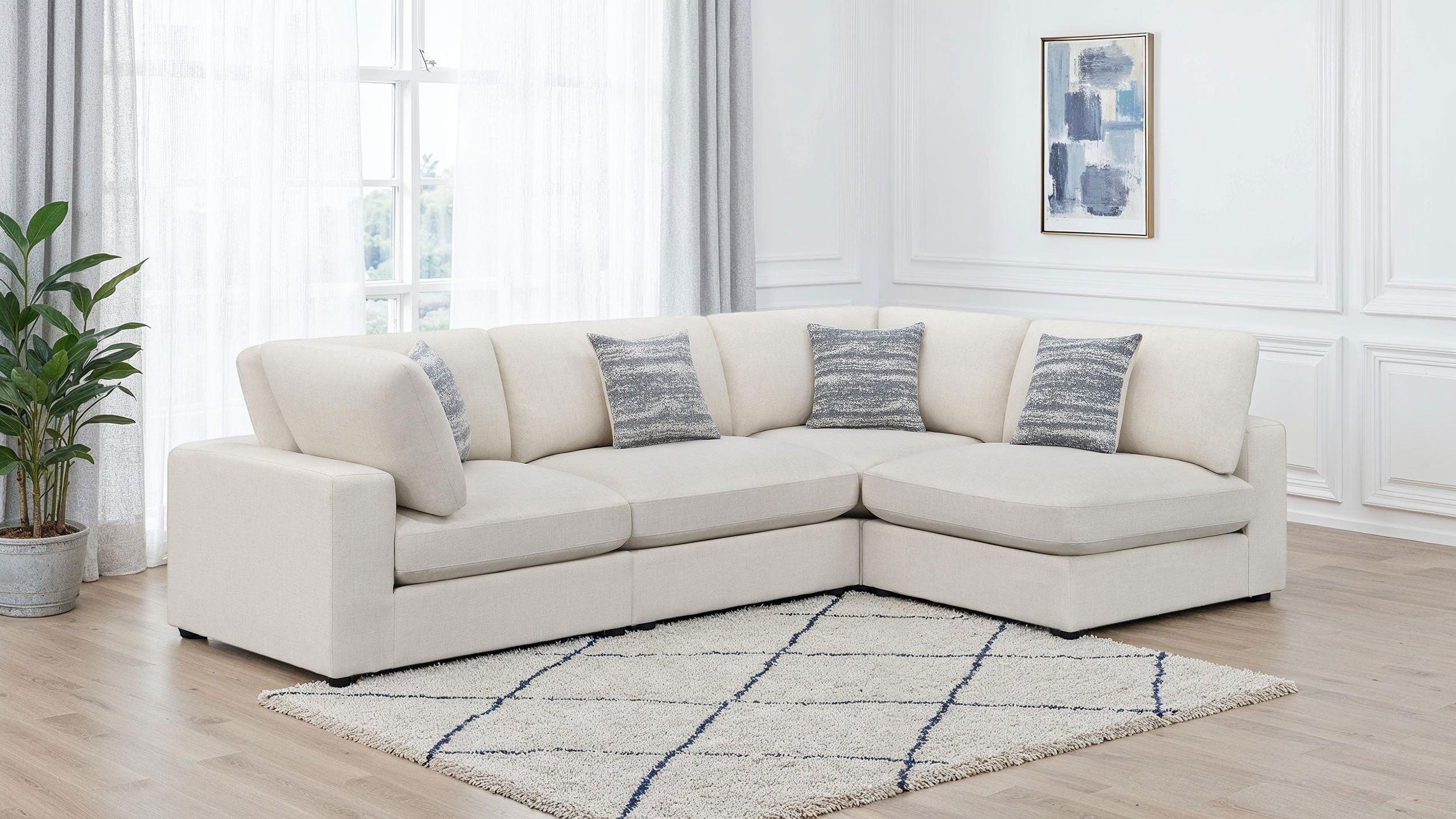 Serene 4-piece Upholstered Modular Sectional Sofa Beige — view 1