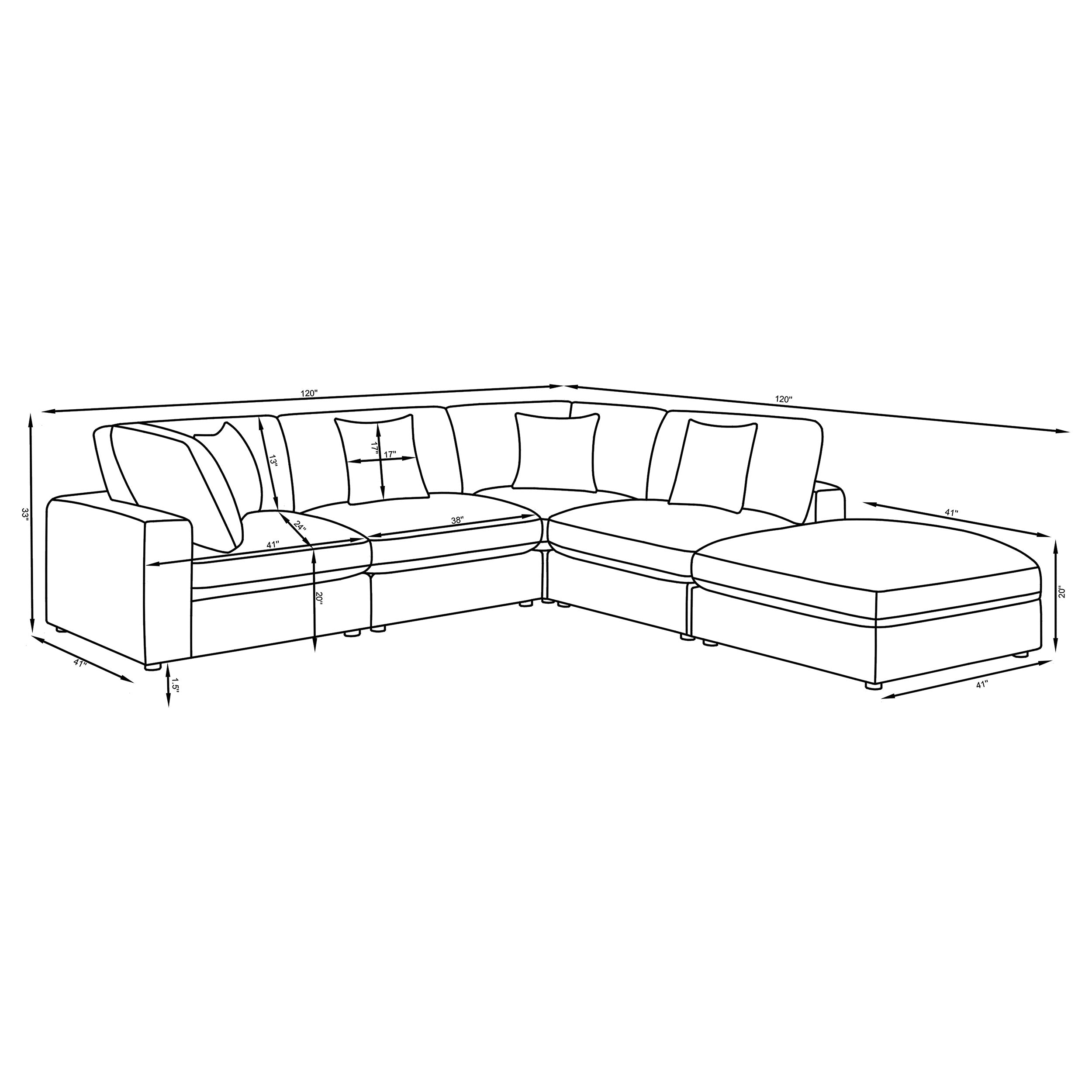Serene 5-piece Upholstered Modular Sectional Sofa Beige — view 14