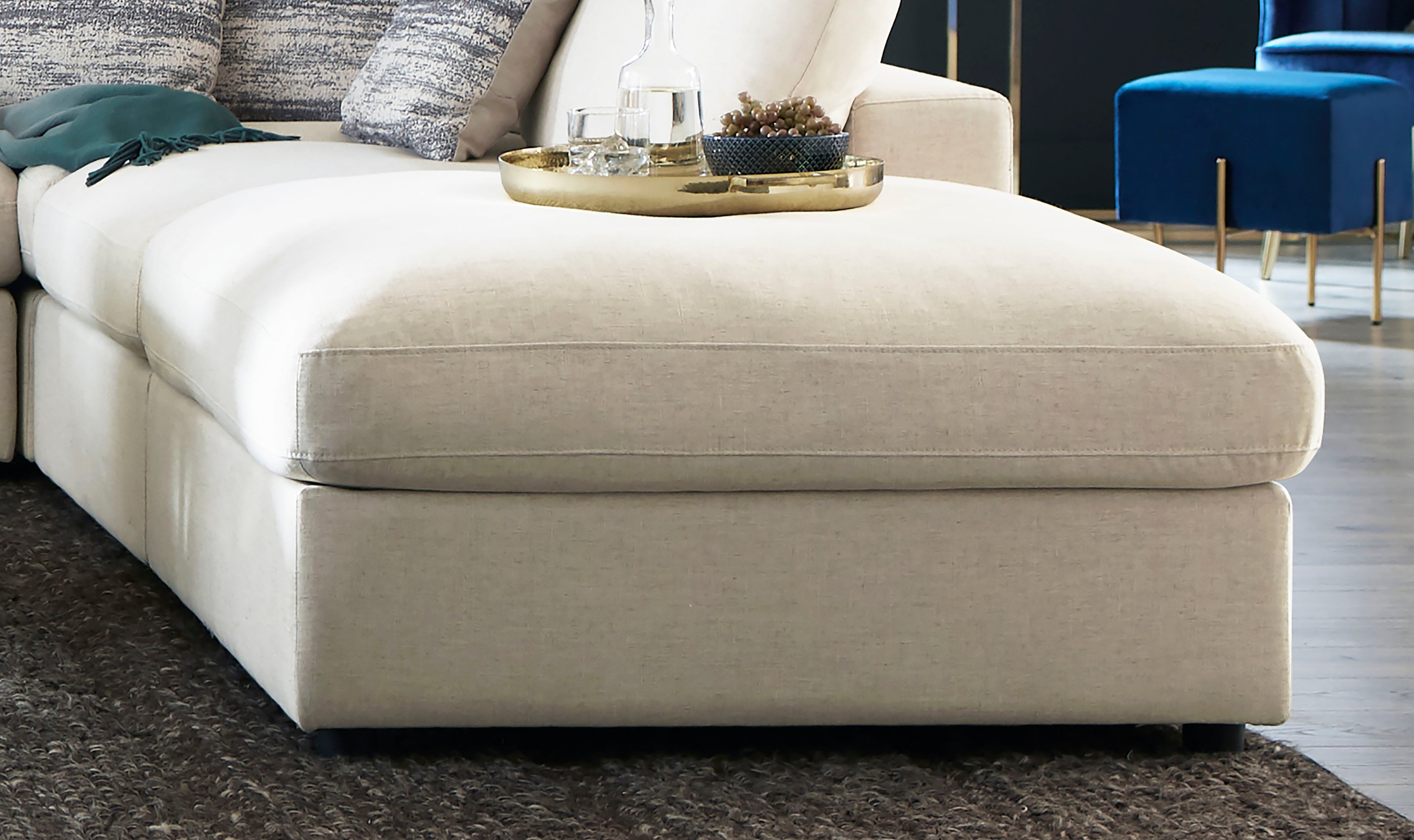 Serene Square Upholstered Ottoman Beige — view 2