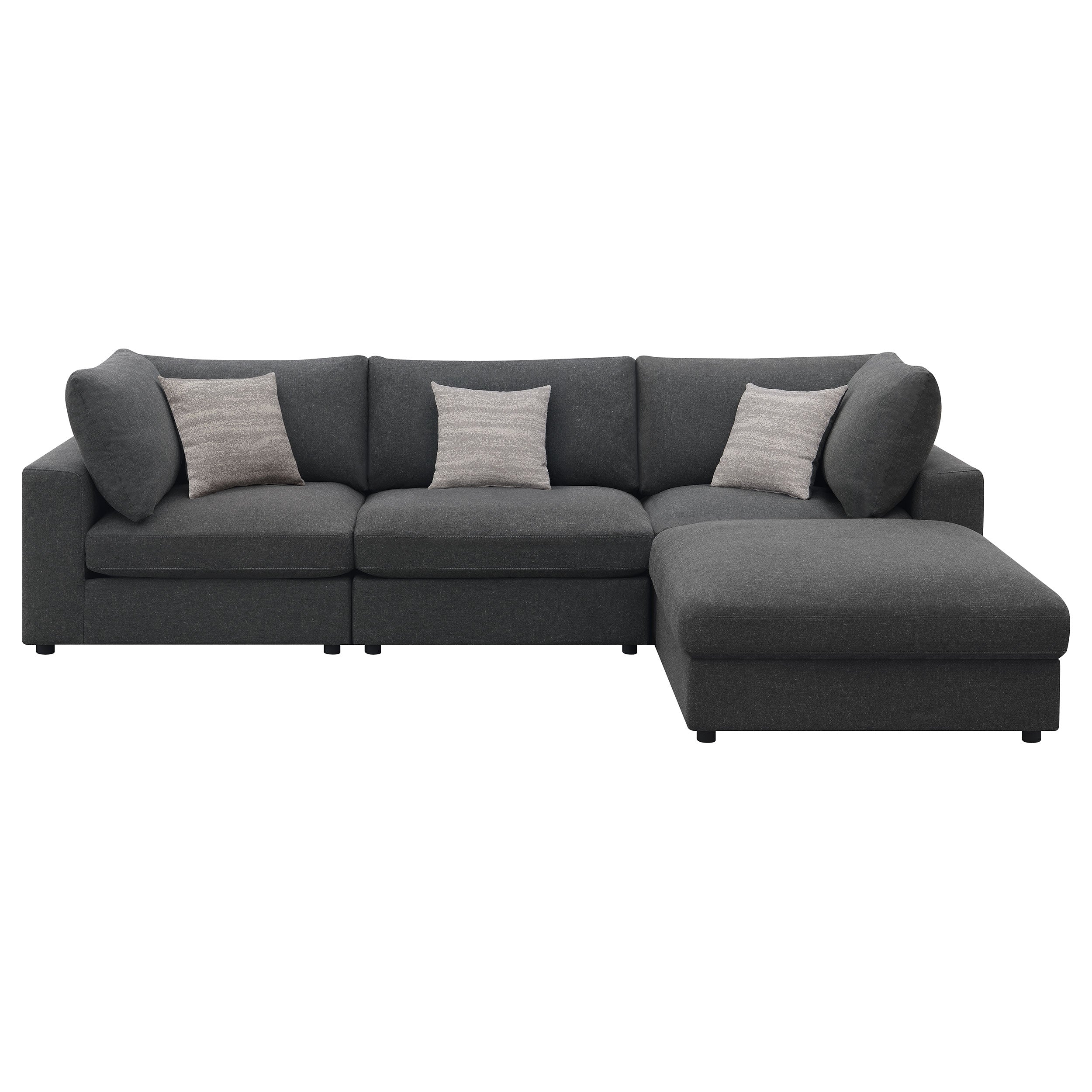 Serene 4-piece Upholstered Modular Sectional Sofa Charcoal — view 3