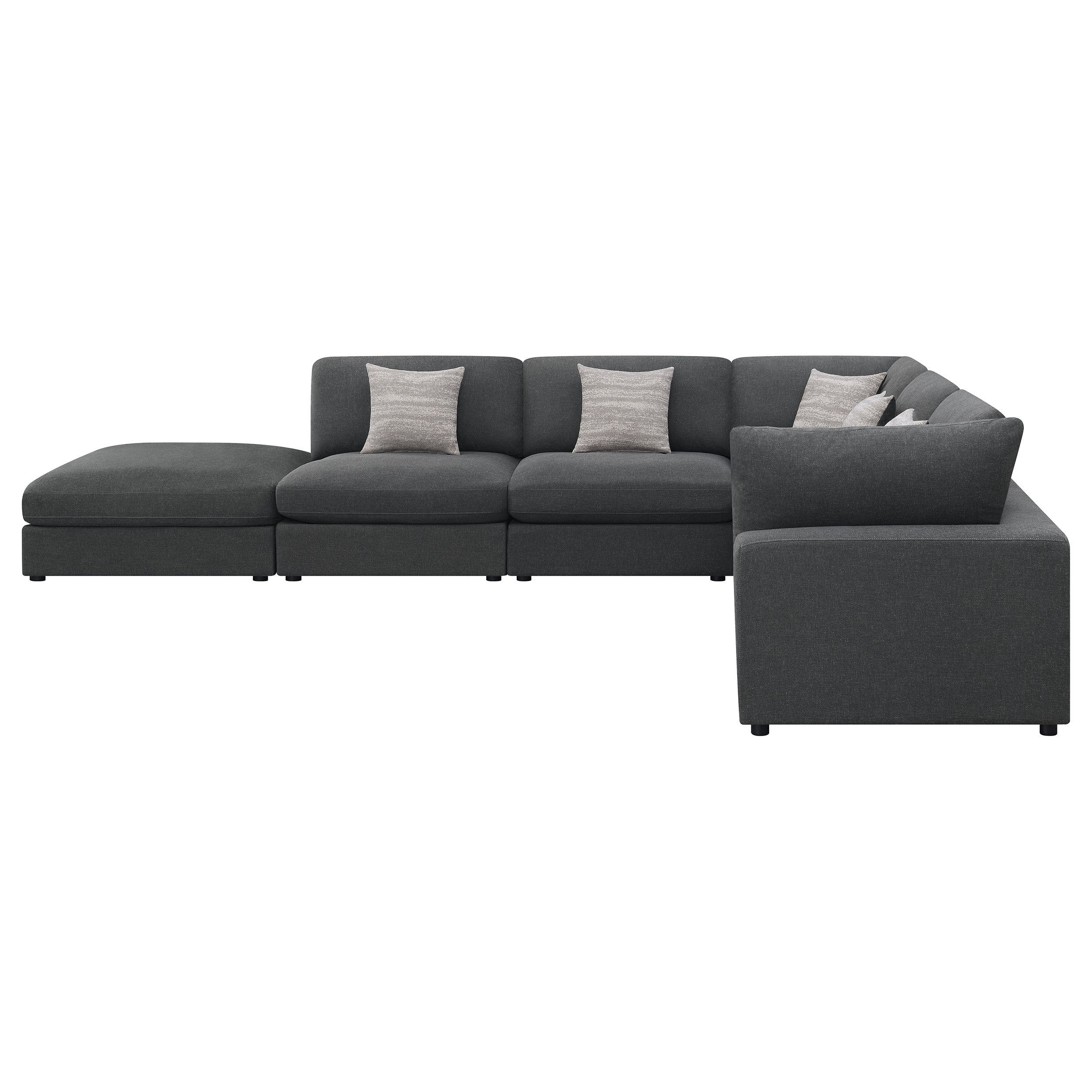 Serene 6-piece Upholstered Modular Sectional Sofa Charcoal — view 3