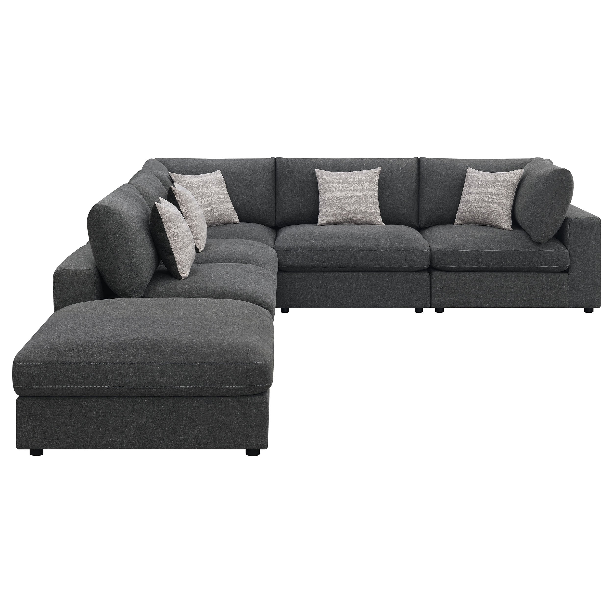 Serene 6-piece Upholstered Modular Sectional Sofa Charcoal — view 5