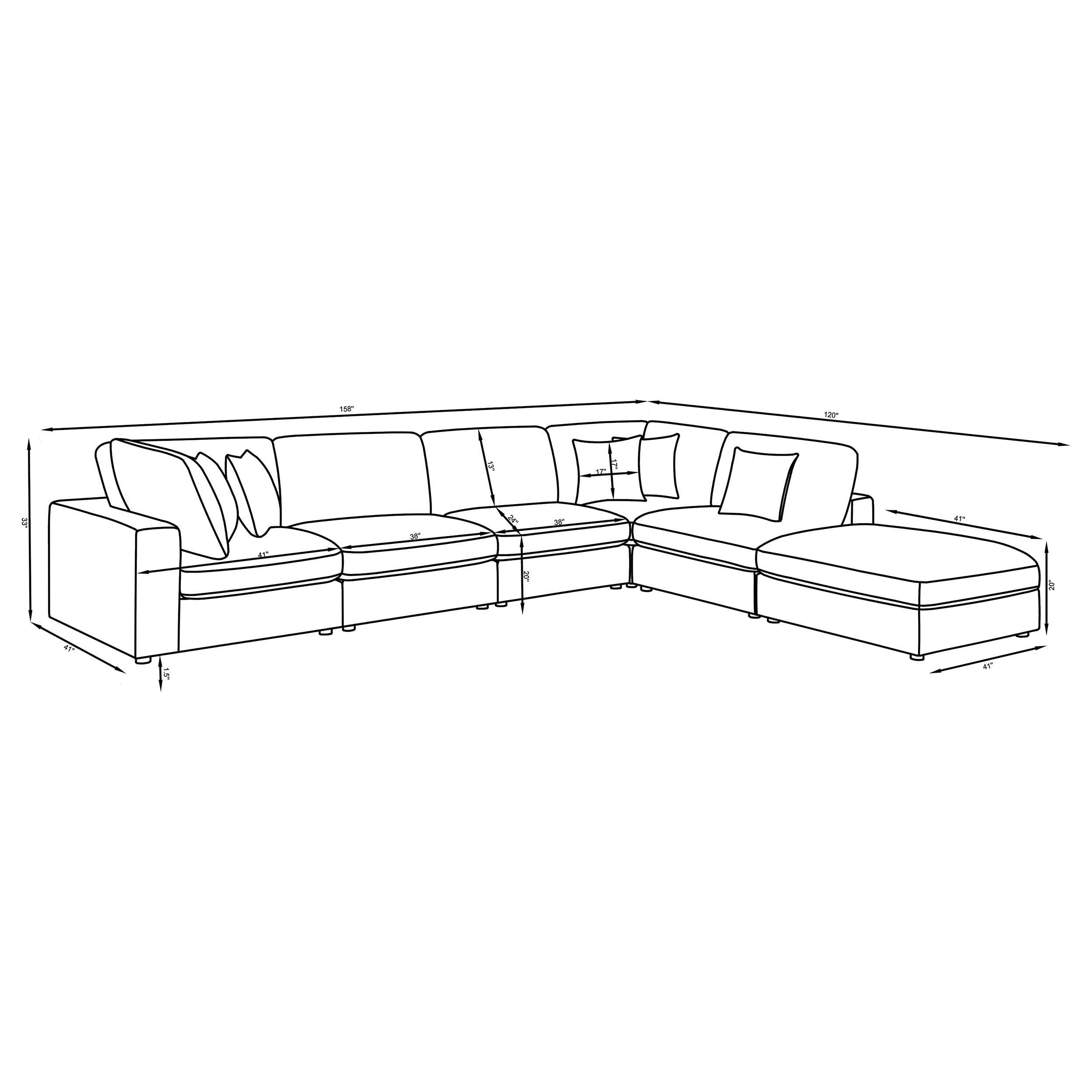Serene 6-piece Upholstered Modular Sectional Sofa Charcoal — view 15