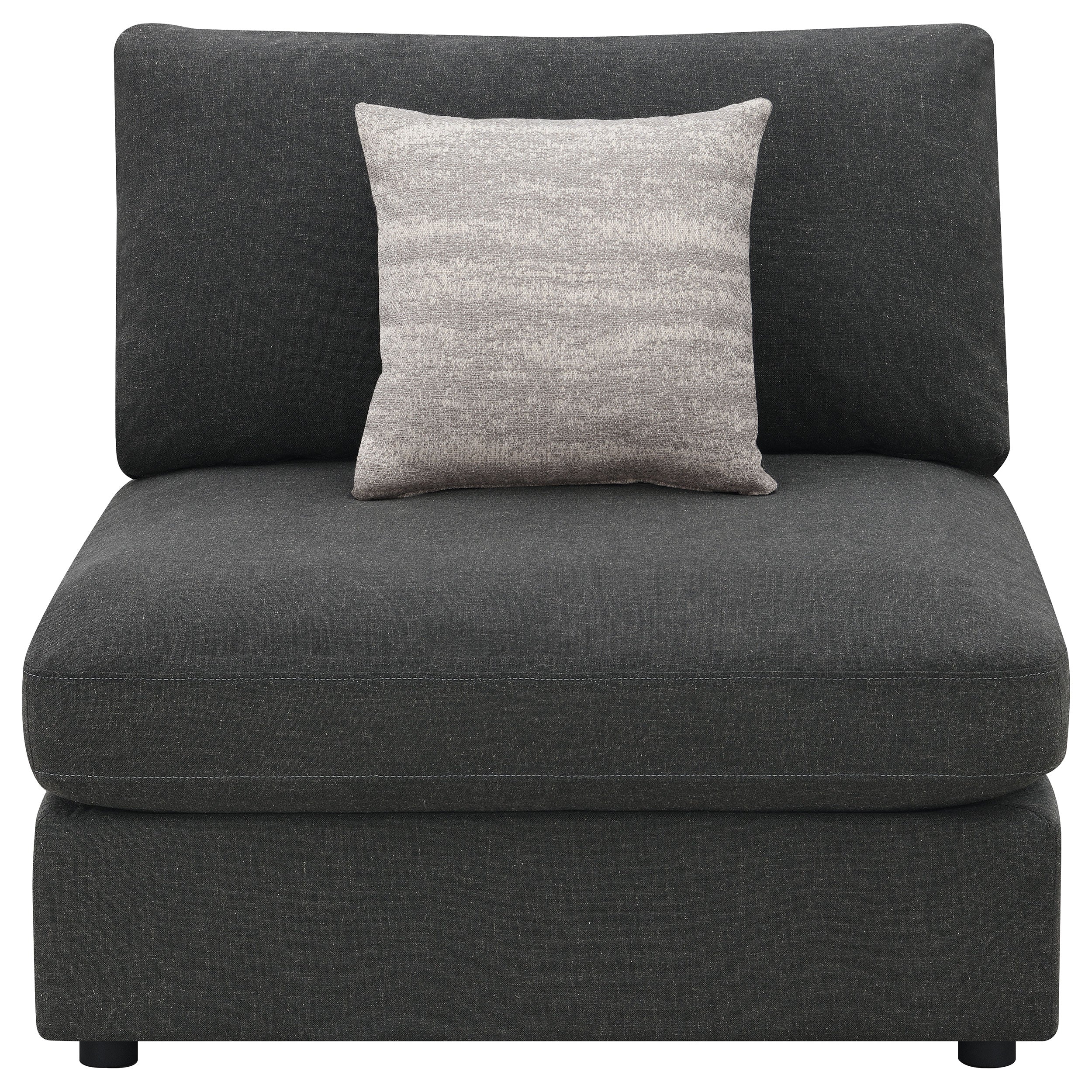 Serene Upholstered Armless Chair Charcoal — view 3