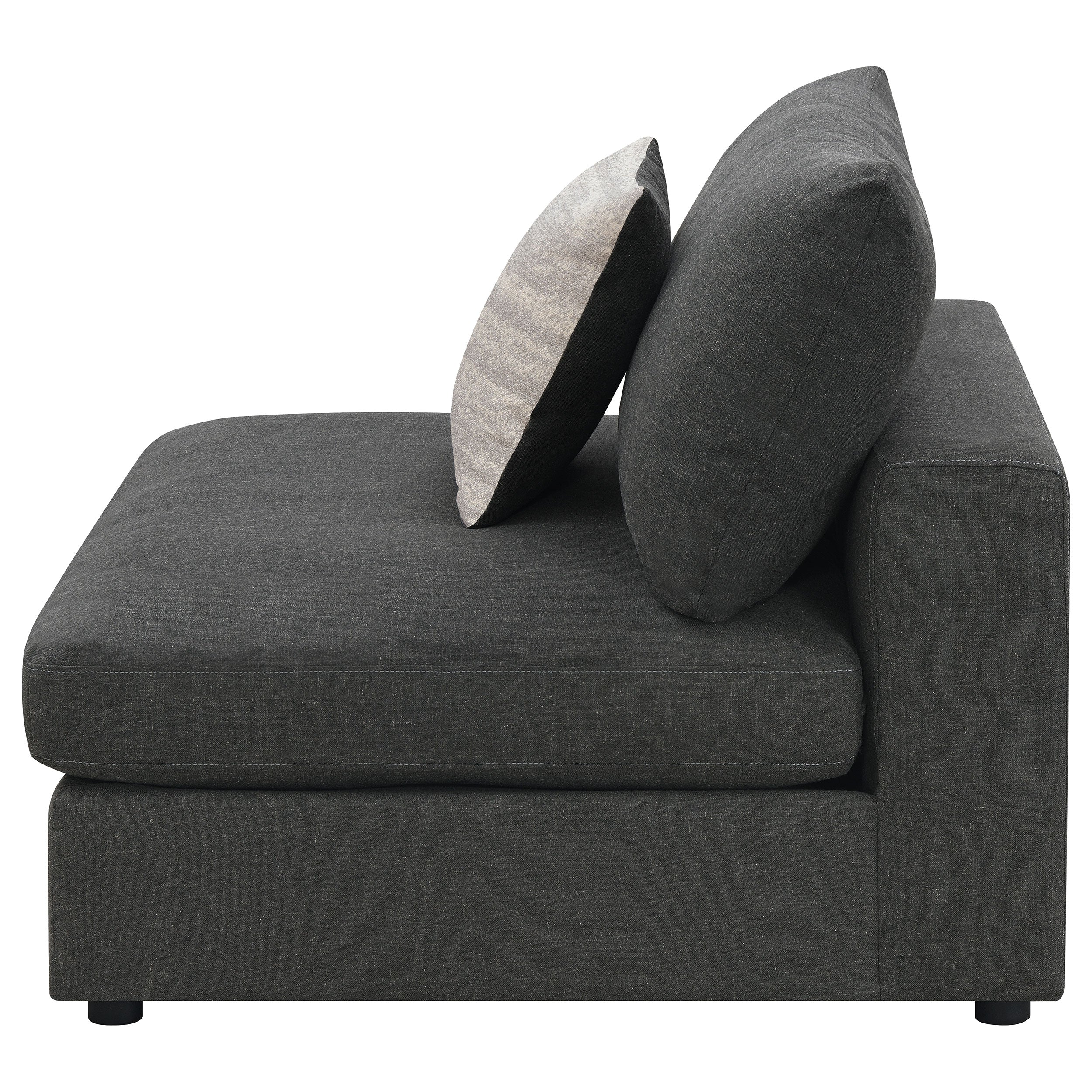 Serene Upholstered Armless Chair Charcoal — view 5