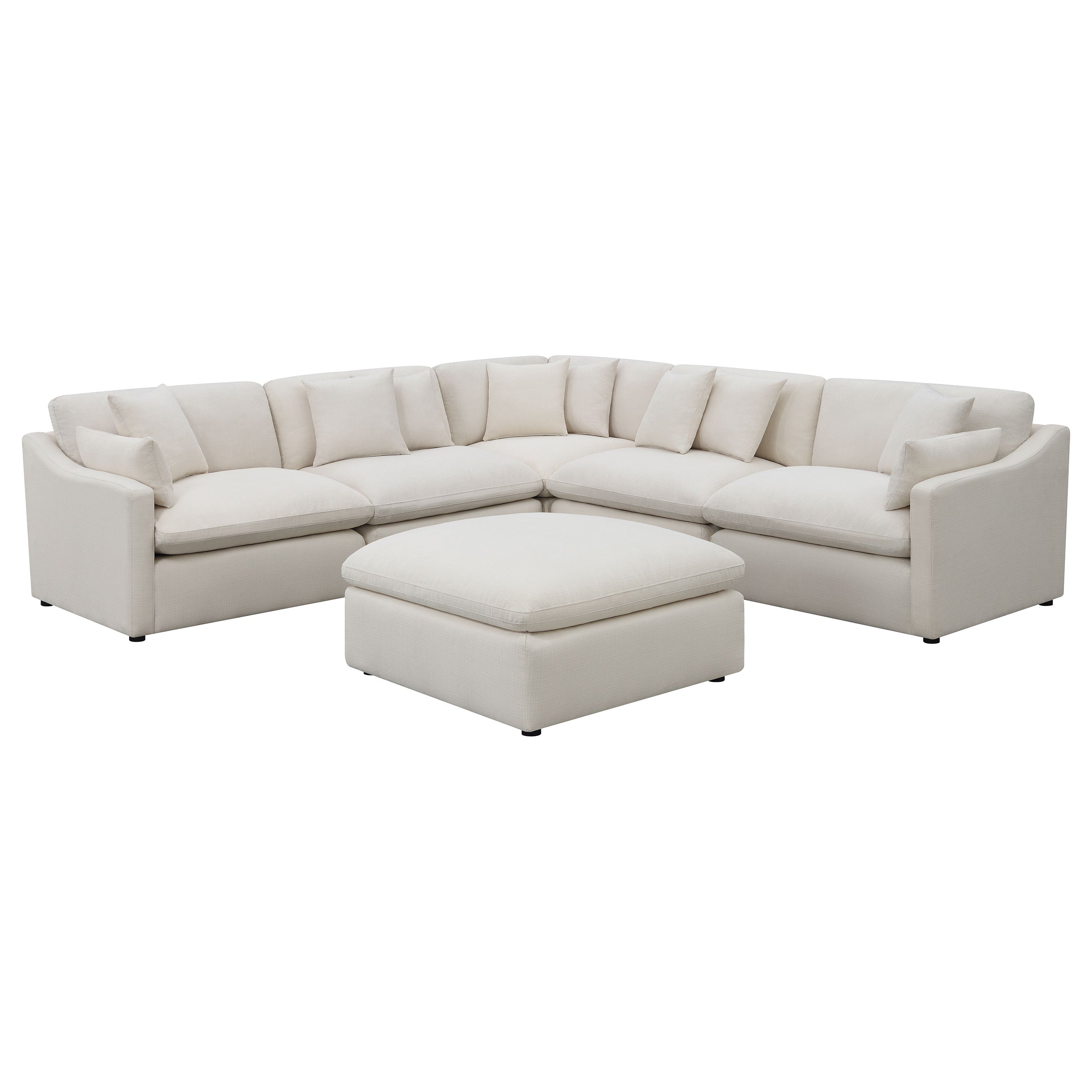 Hobson 6-piece Upholstered Modular Sectional Sofa Ivory — view 2