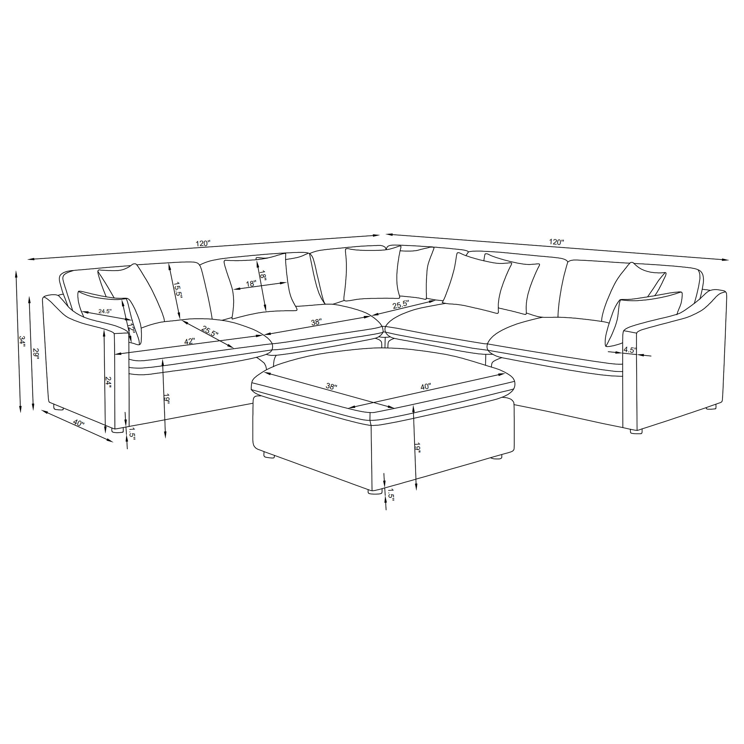 Hobson 6-piece Upholstered Modular Sectional Sofa Charcoal — view 10