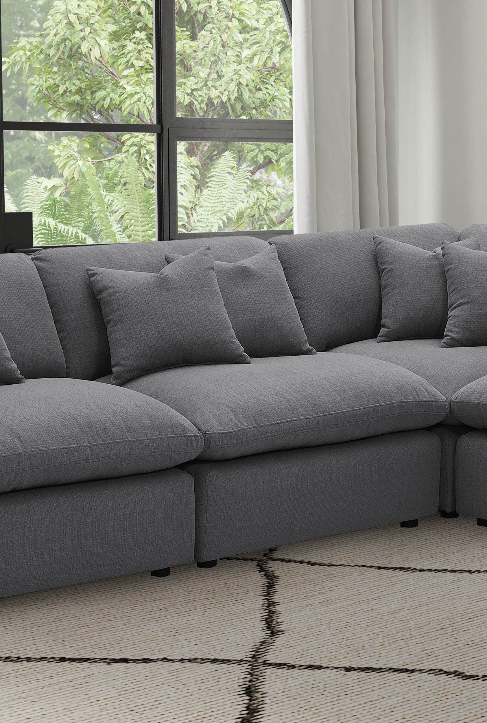 Hobson Upholstered Armless Chair Charcoal — view 2
