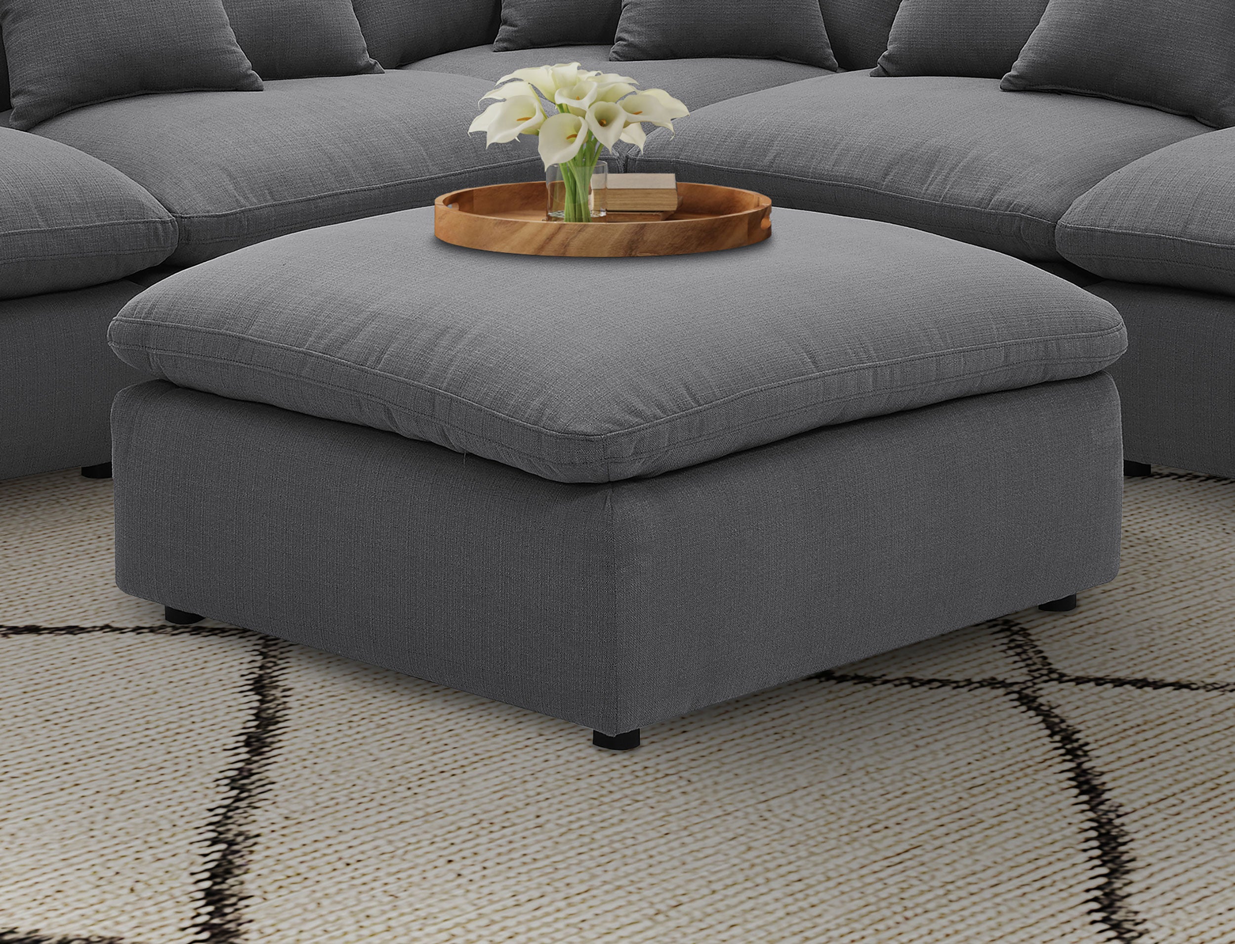 Hobson Square Upholstered Ottoman Charcoal — view 2