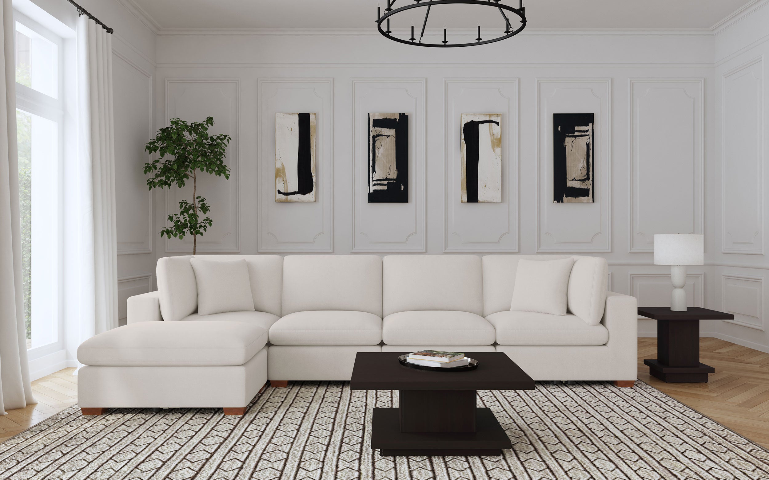 Lakeview 5-piece Upholstered Modular Sectional Sofa Ivory — view 1