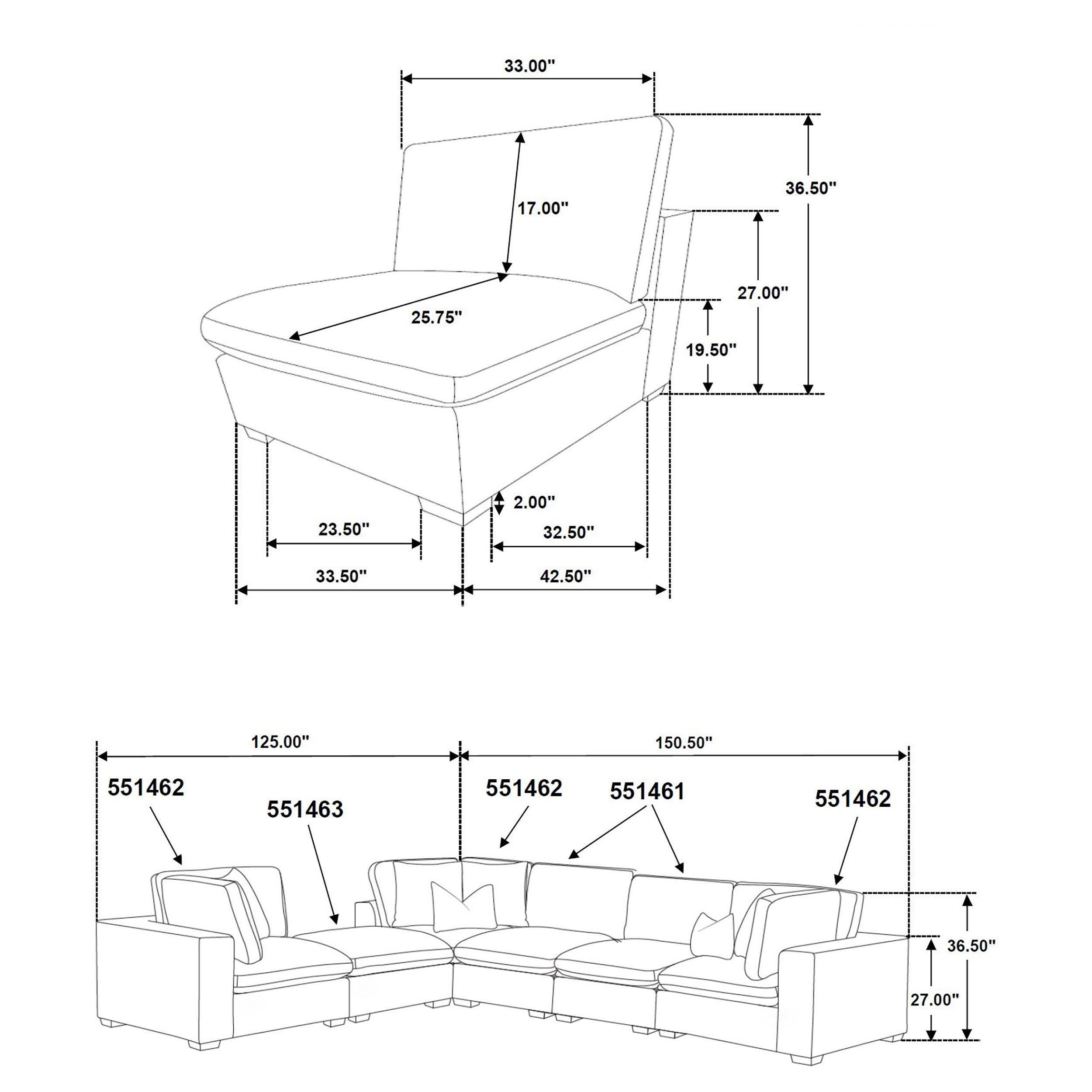 Lakeview 6-piece Upholstered Modular Sectional Sofa Ivory — view 9