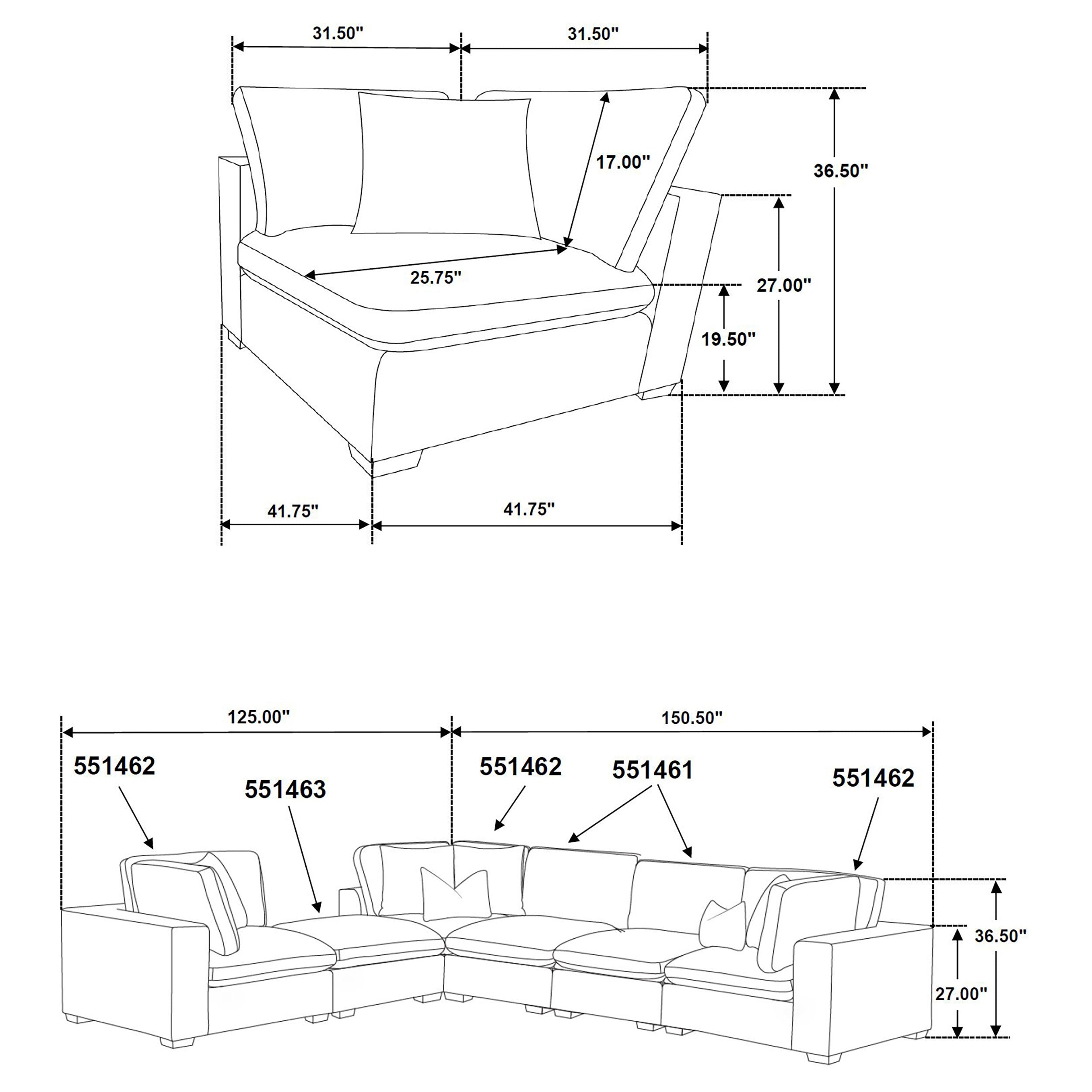 Lakeview 6-piece Upholstered Modular Sectional Sofa Ivory — view 10