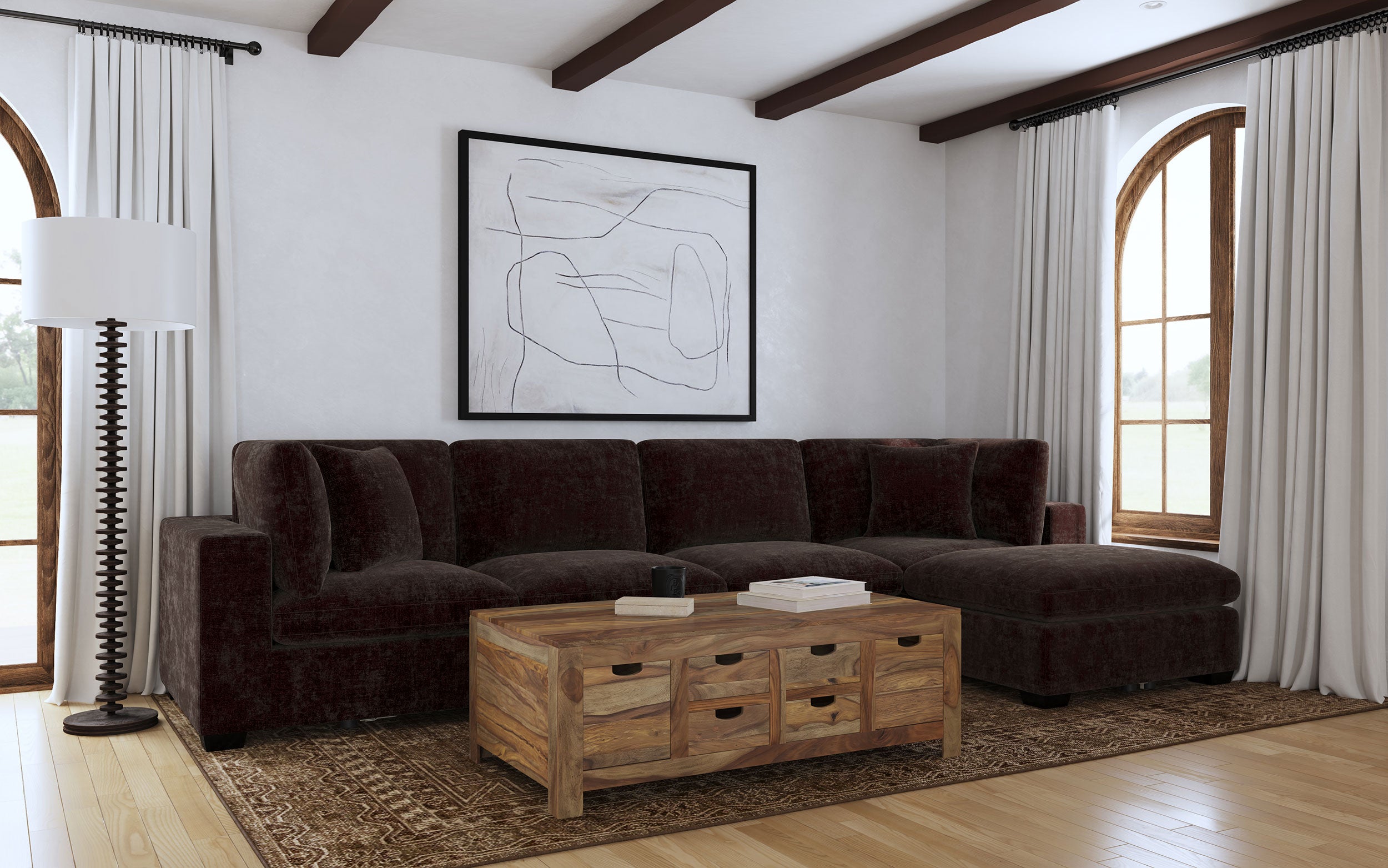 Lakeview 5-piece Upholstered Modular Sectional Chocolate — view 1