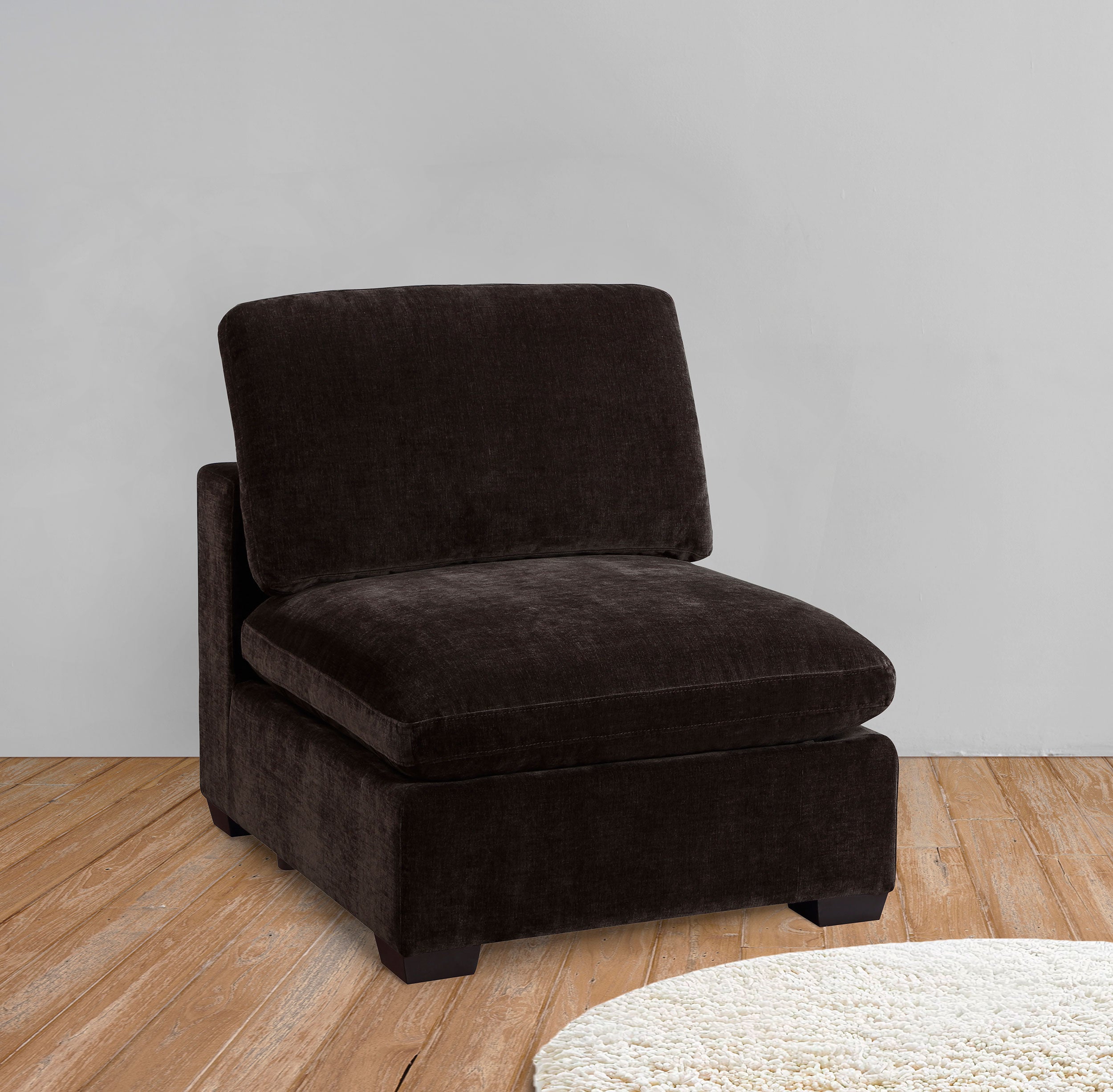Lakeview Upholstered Armless Chair Dark Chocolate — view 2