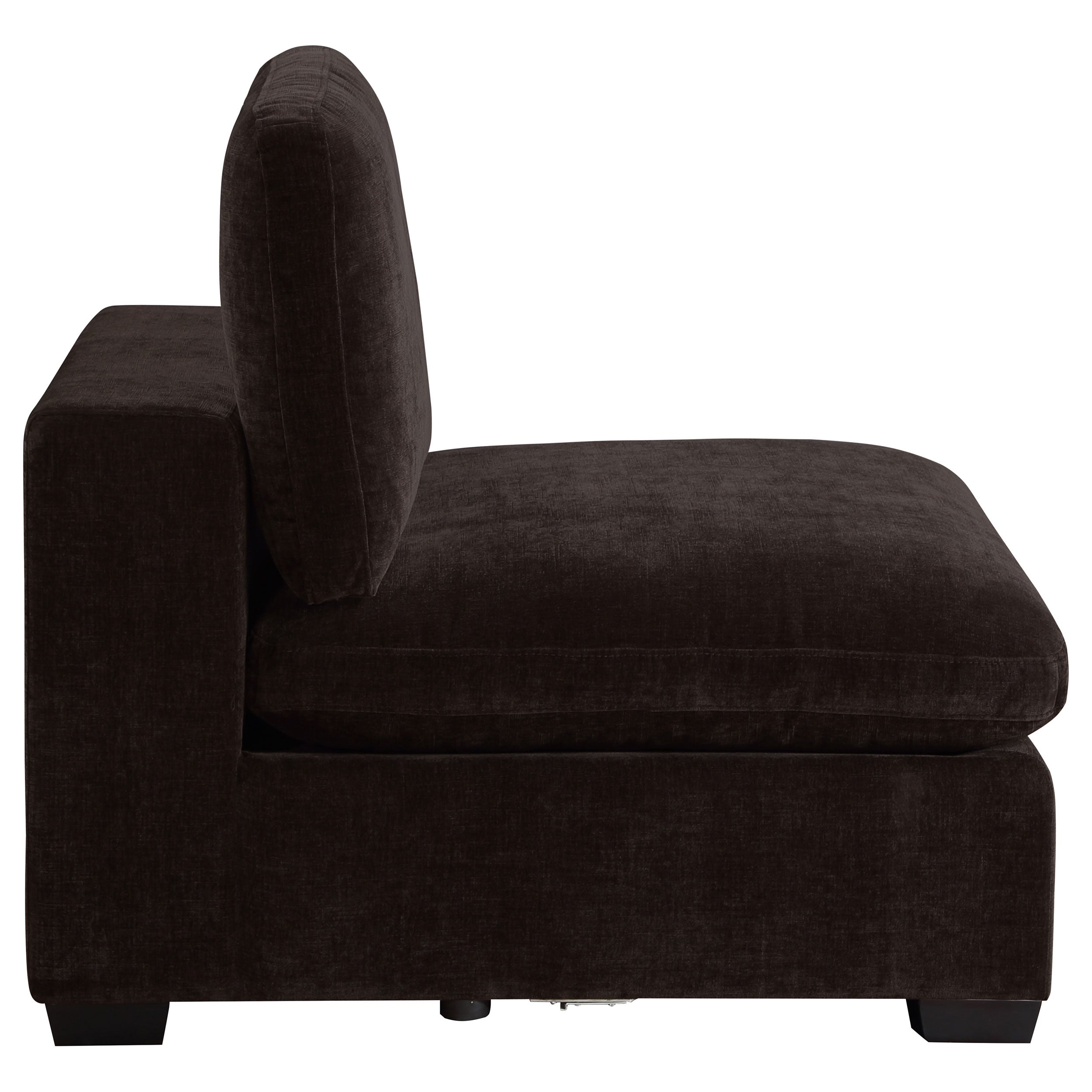 Lakeview Upholstered Armless Chair Dark Chocolate — view 5