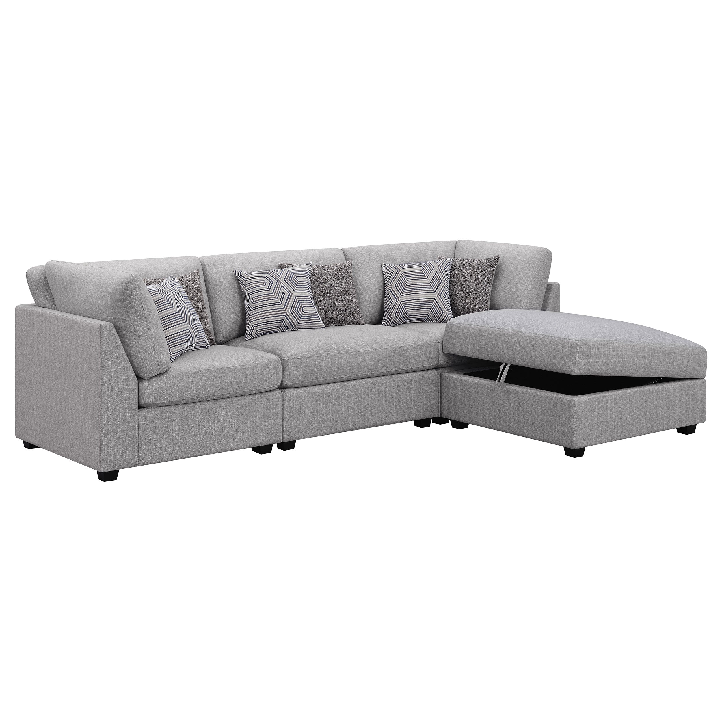 Cambria 4-piece Upholstered Modular Sectional Sofa Grey — view 3